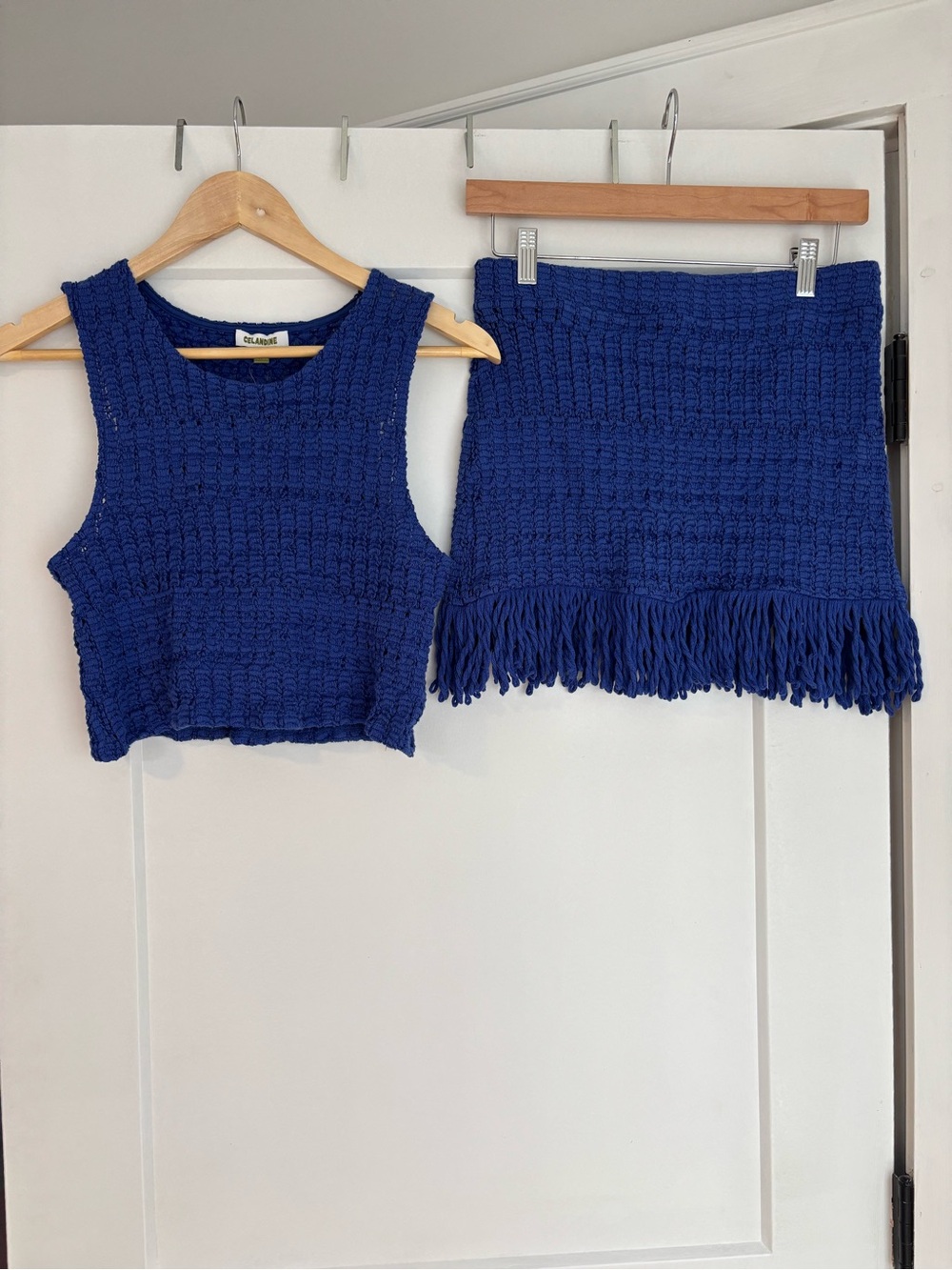 Anthropologie Celandine Crochet Tank and Skirt Set in Blue